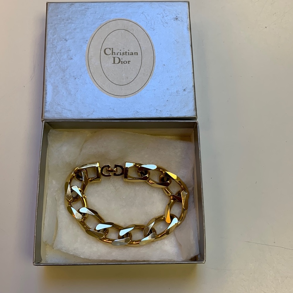 Christian Dior Vintage 1980s Grandmas Estate 14k Gold Plated Statement Bracelet